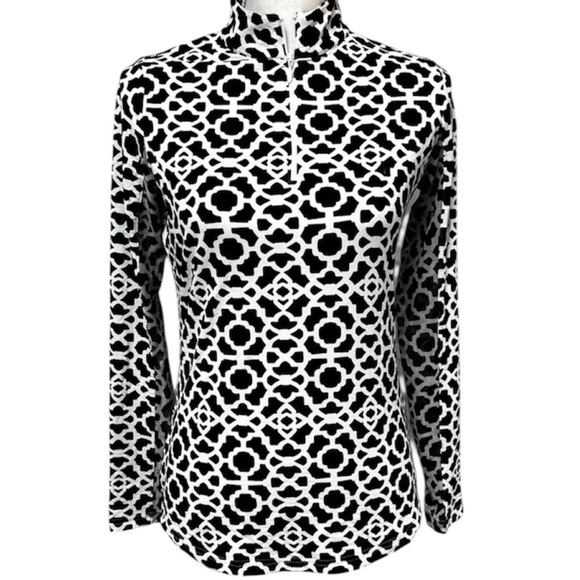 IBKUL Tops - IBKUL 1/4 Zip Golf Shirt SPF Long Sleeve Black White S mesh sleeve pickleball
